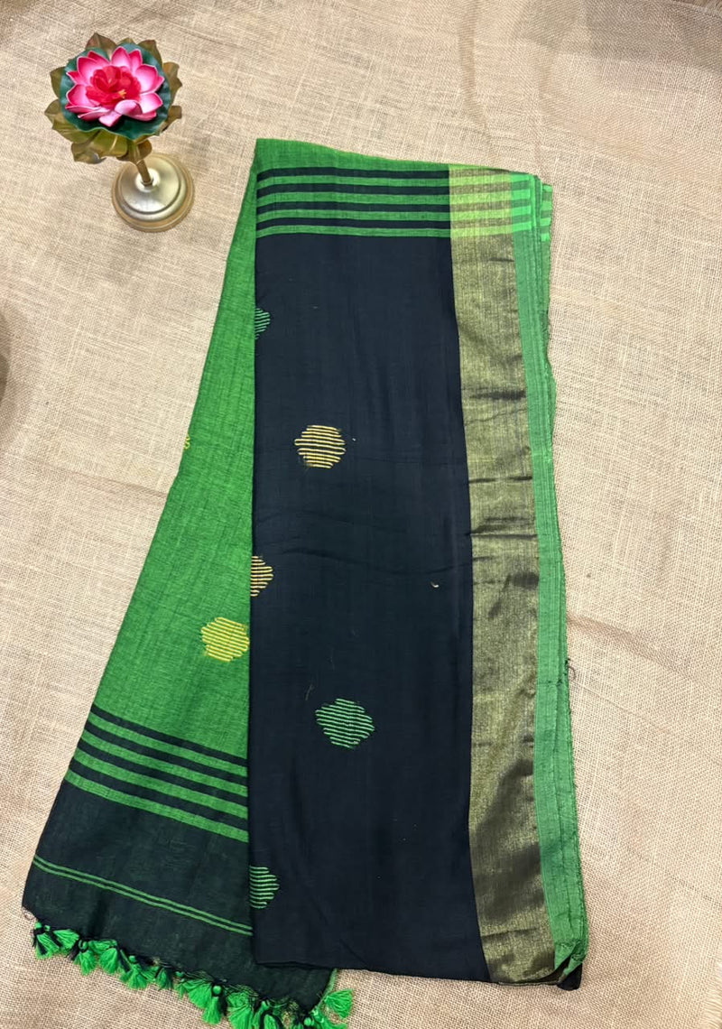 Khadi Cotton Saree Ball Weave