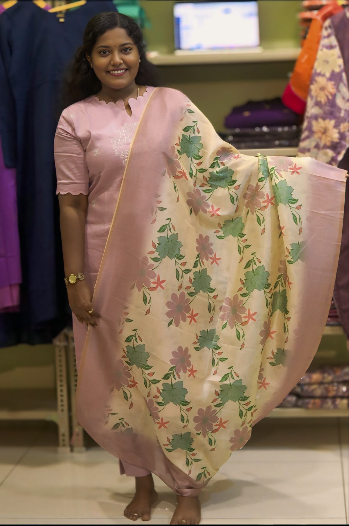 Blush – Baby Pink Cotton 3-Piece Salwar Set