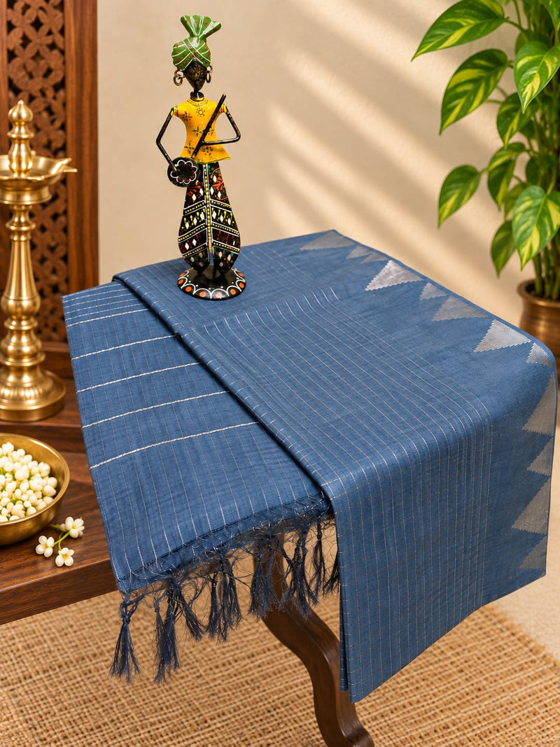 Semi ﻿Tussar Saree with Temple Border
