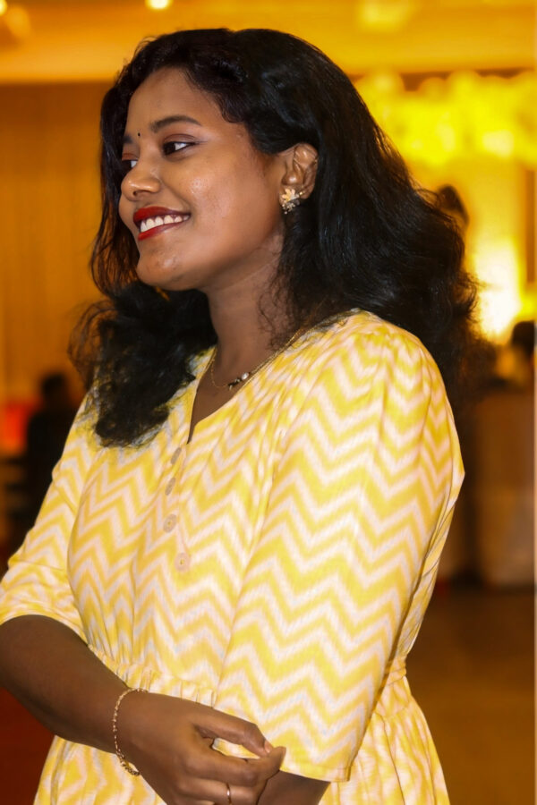 Yellow and white striped pattern Maxi dress - AKM02