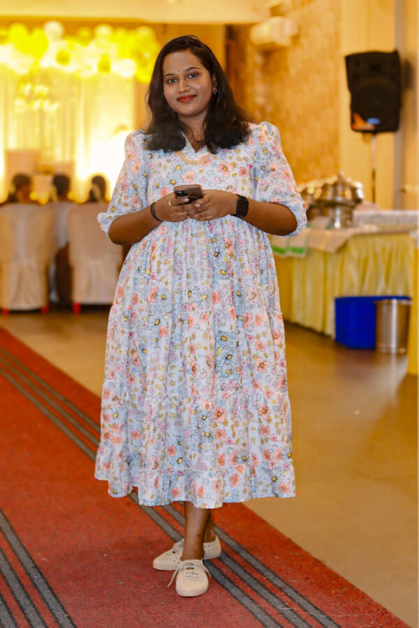 floral printed white maxi dress