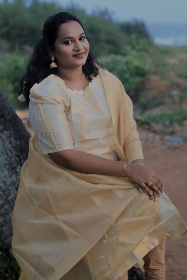 Onam special launch - simple straight cut kurthi with dupatta