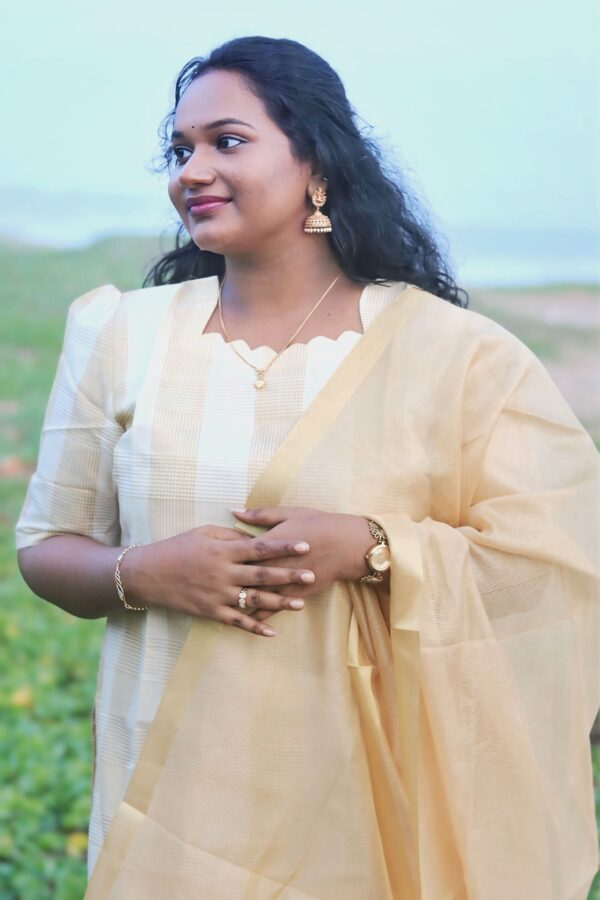 Onam special launch - simple straight cut kurthi with dupatta