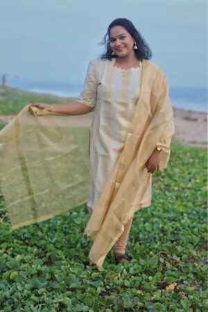 Onam special launch - simple straight cut kurthi with dupatta