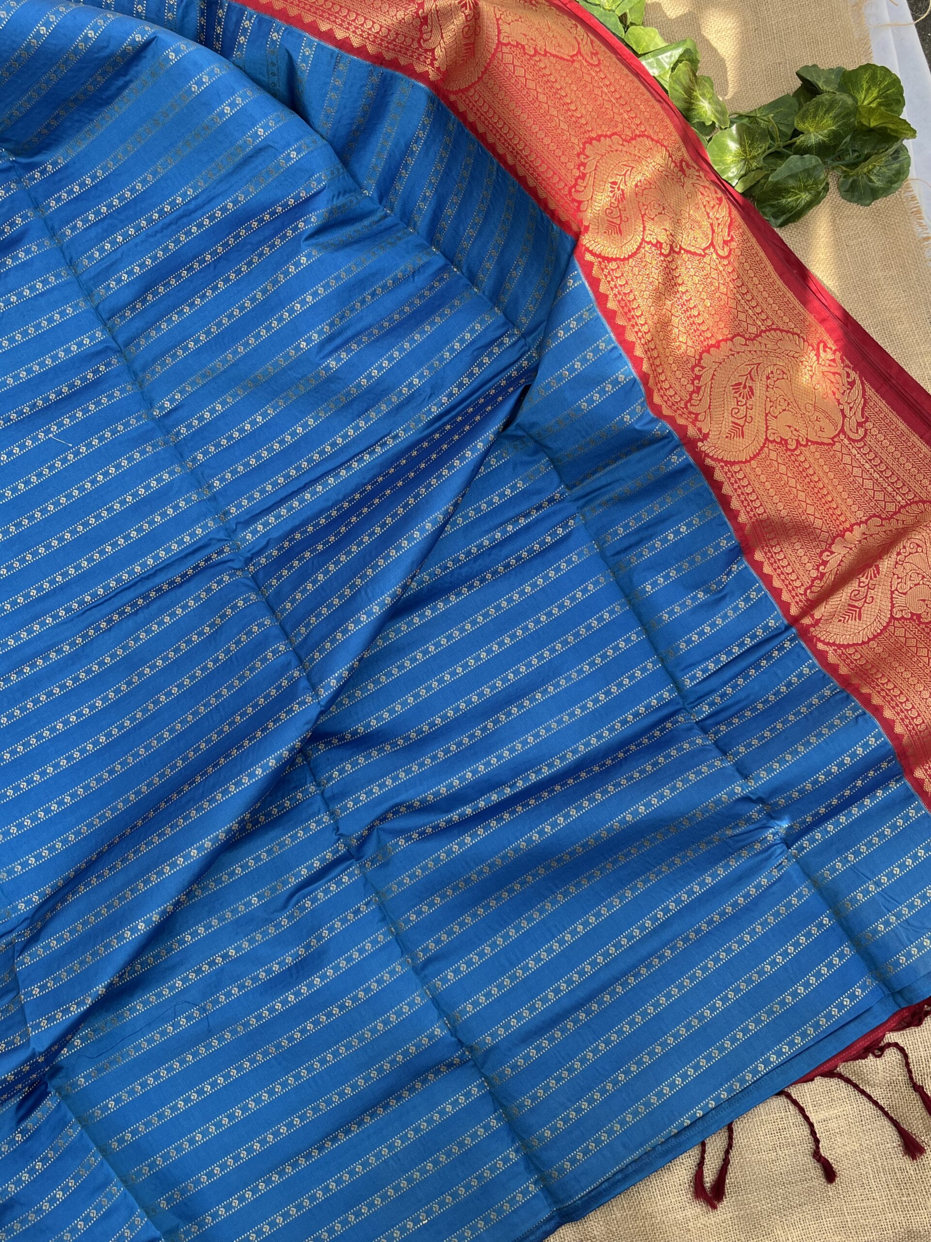 VARNAM- Blue and red semi silk sarees